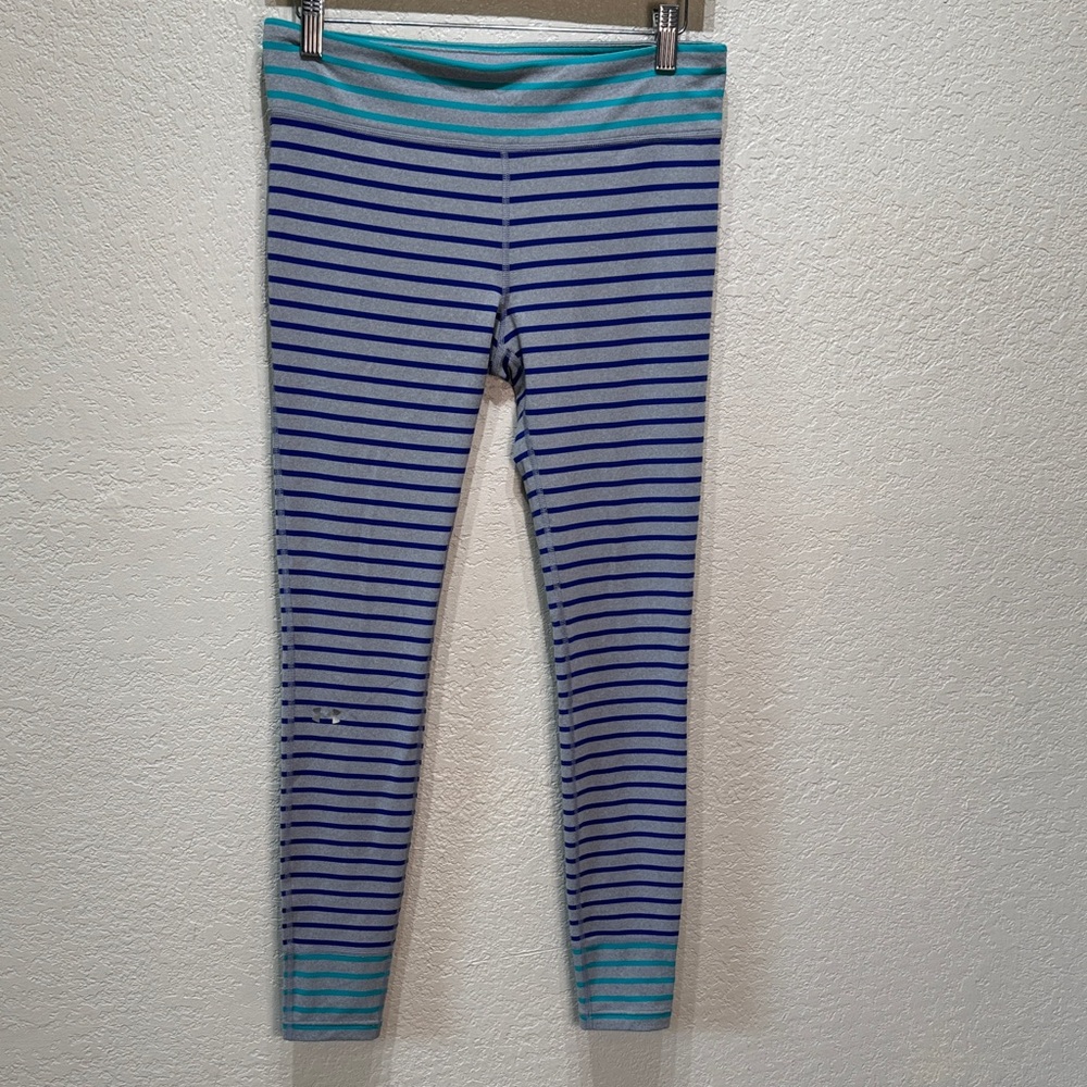 Under Armour UA Women‎ Medium Striped Blue and Gray Ankle Soft Stretch Leggings